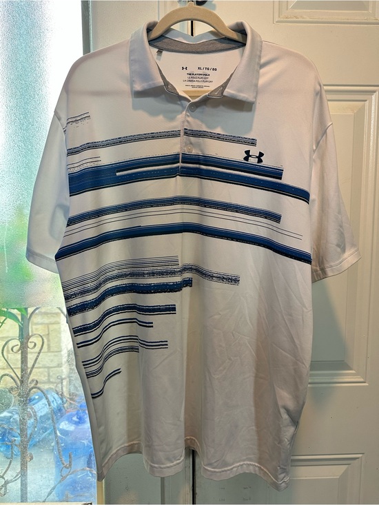 Under Armour Other - Under Armour Playoff Polo 2.0 White Blue Graphic Stripes